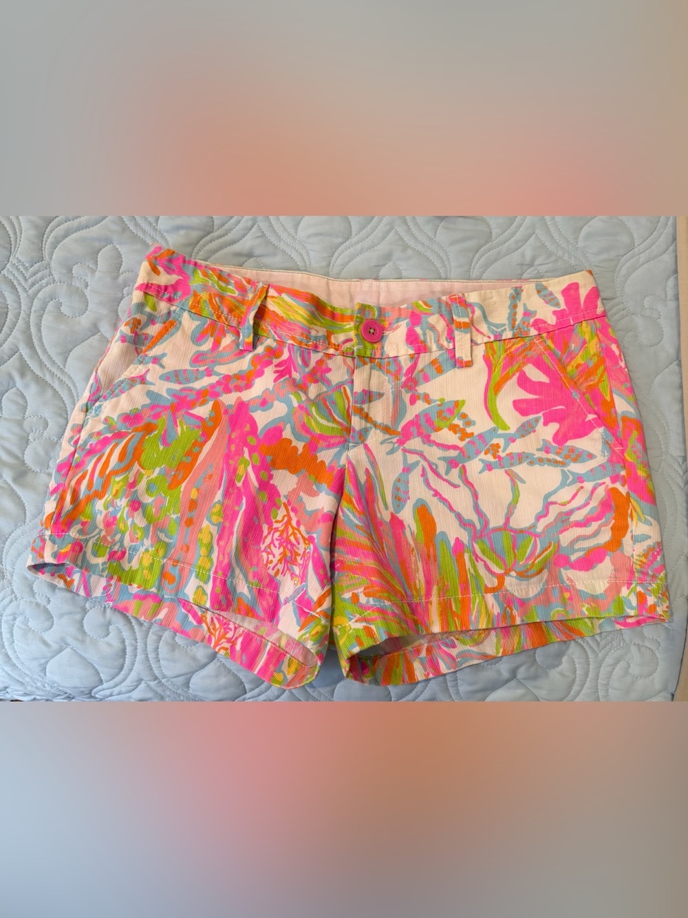 Lilly Pulitzer Vibrant Neon Floral Shorts - Pink, Orange, Green